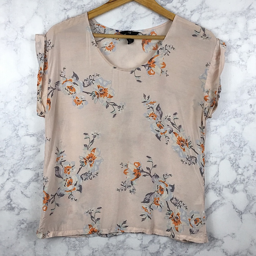 H&M Blush Floral Dolman Sleeve Top